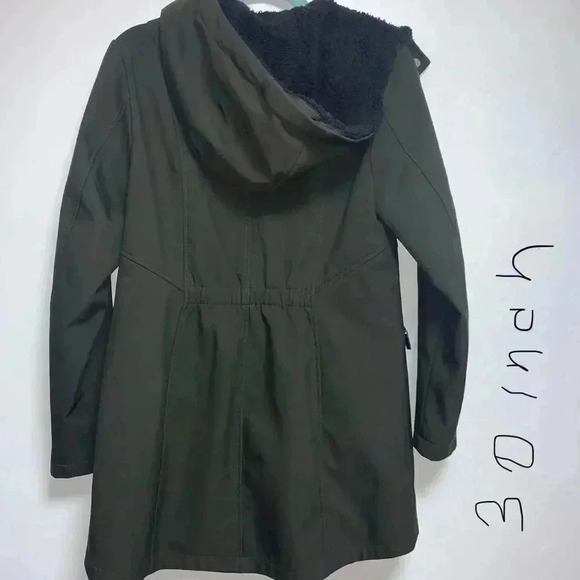 FrenchConnection Hooded Raincoat,green dark color size M, water resistant finish - Picture 4 of 13